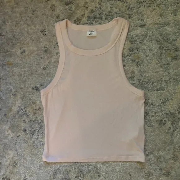 "Sunday Best" Racer Back Cropped Tank Top - Picture 1 of 3
